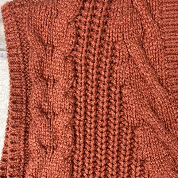 Coldwater Creek Men's Rust Chunky Cable Knit Pullover Textured Vest Sz L - Picture 9 of 12